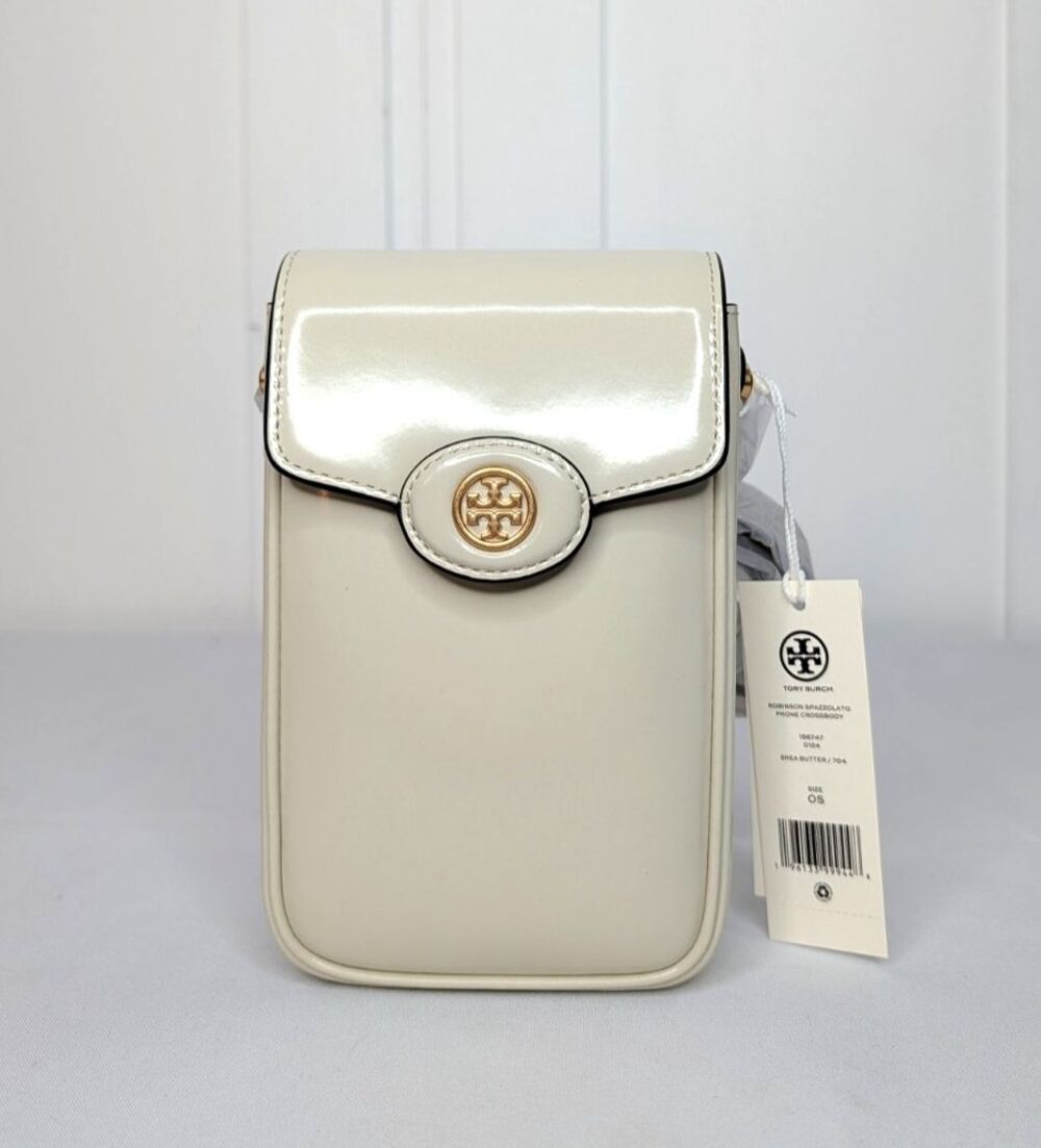Tory Burch Robinson Spazzolato Phone Crossbody - Shea Butter, NWT